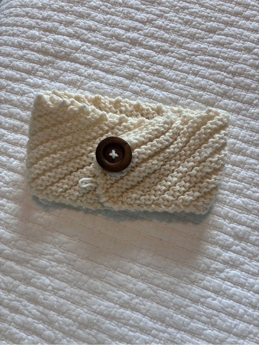 Source Unknown Cream Knit Headband with Wooden Button